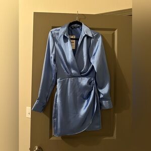 Zara Blue Satin Mini Dress